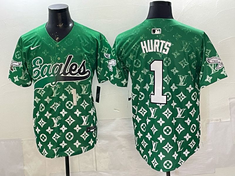 Men 2026 Philadelphia Eagles #1 Hurts Green Nike Limited NFL Jersey style 0004